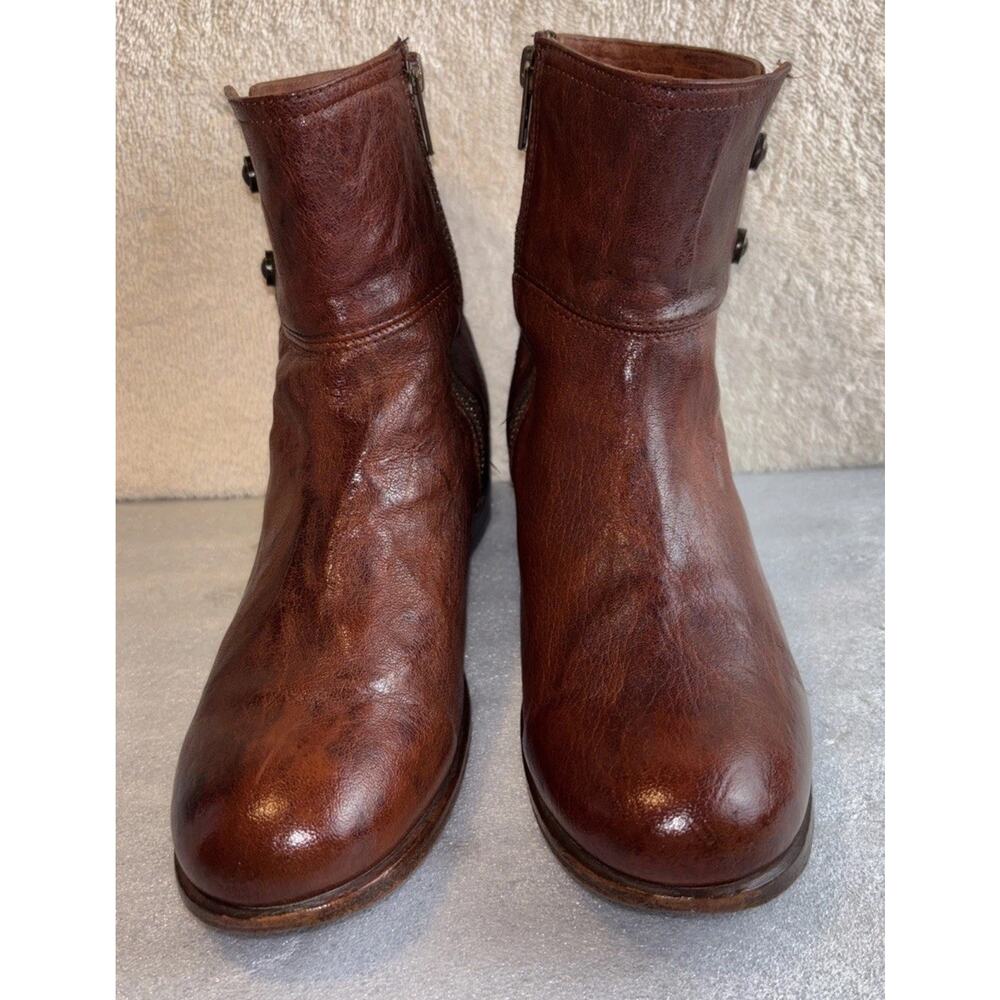 Frye Lynn Boots Womens Size 8 B Casual Side Zip Ankle Boot 76103 Brown Leather